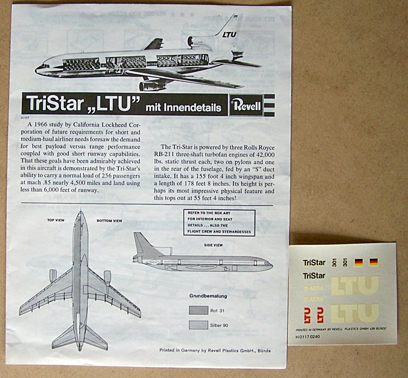 Lockheed L 1011 Tristar Mit Inneneinrichtung Revell 1 144